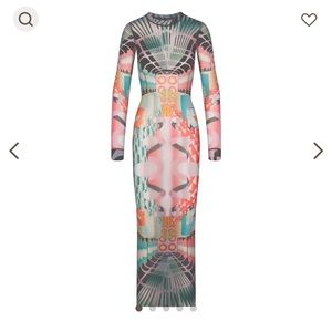 BNWT Skims Summer Mesh long sleeve dress Med Deco Train